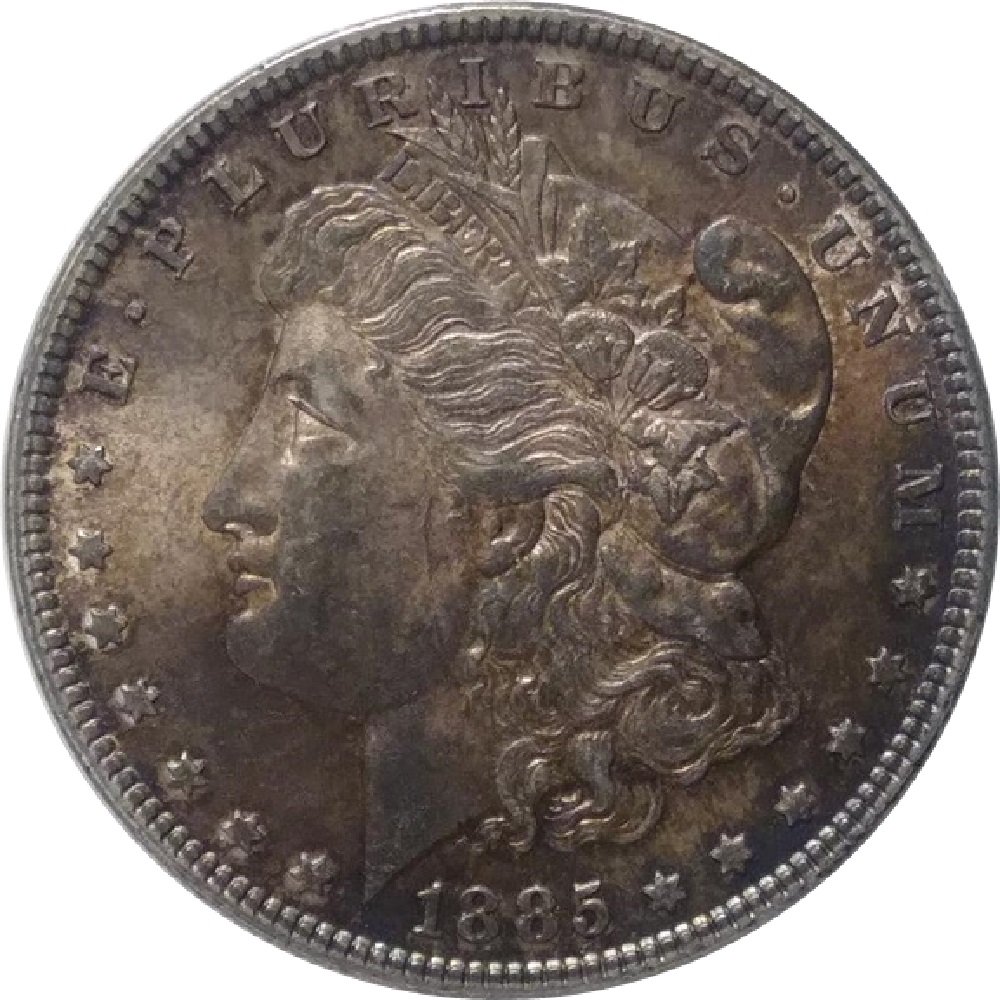 1885-Toned-Morgan-Silver-Dollar